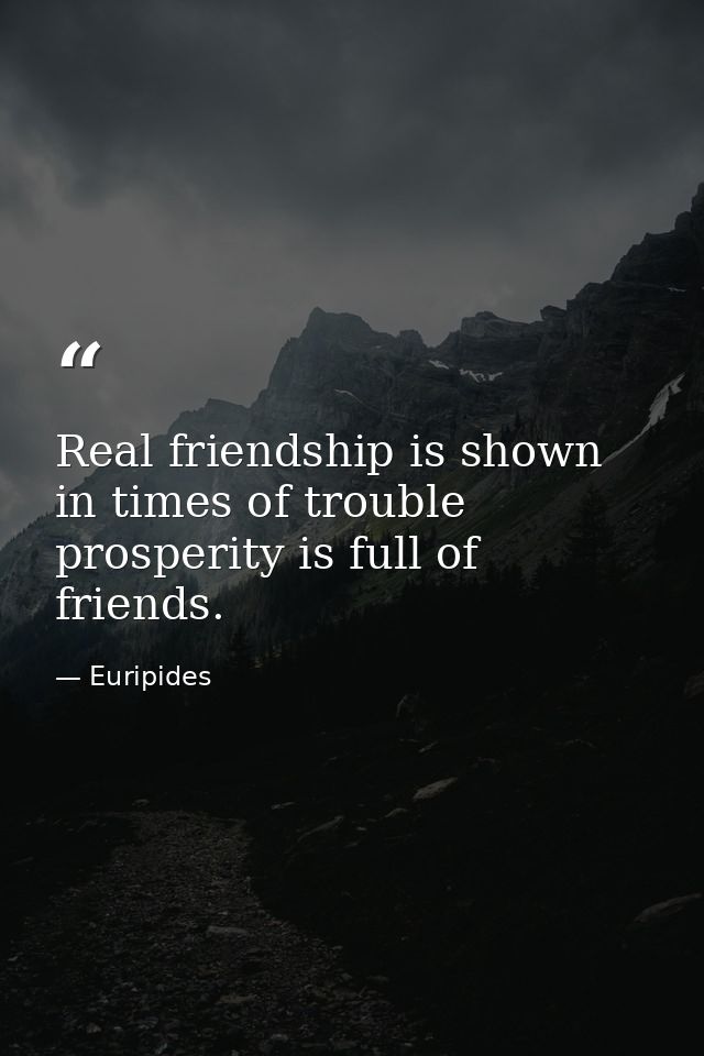 Real friendship is shown in times of trouble  prosperity is full of friends. — Euripides