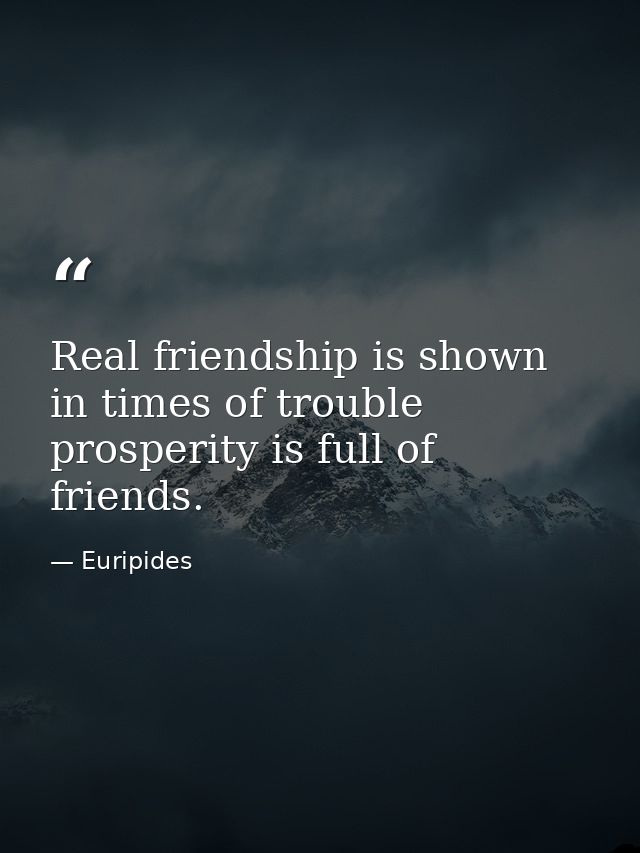 Real friendship is shown in times of trouble  prosperity is full of friends. — Euripides