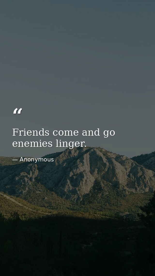 Friends come and go  enemies linger. — Anonymous