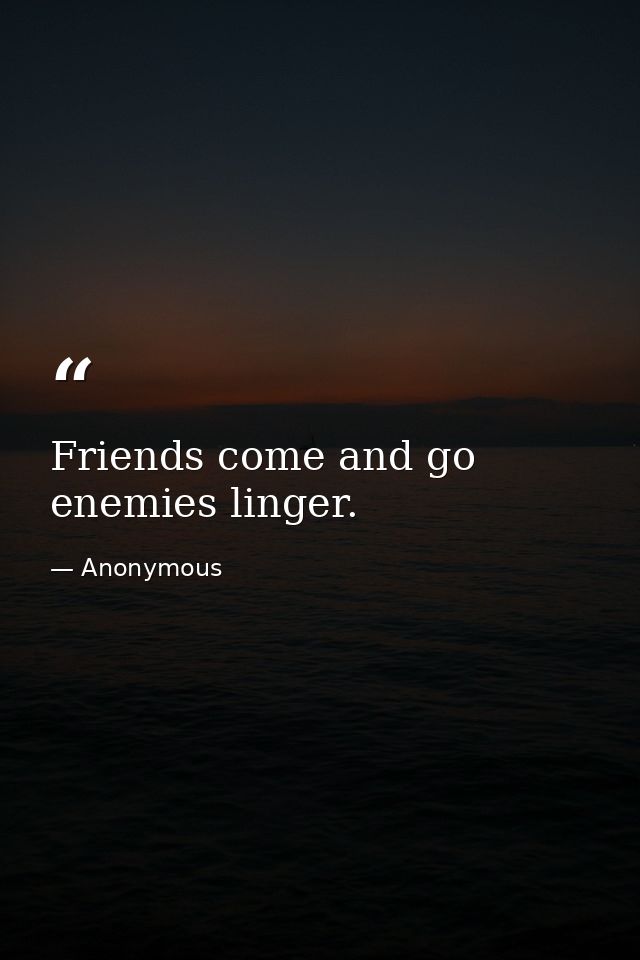 Friends come and go  enemies linger. — Anonymous