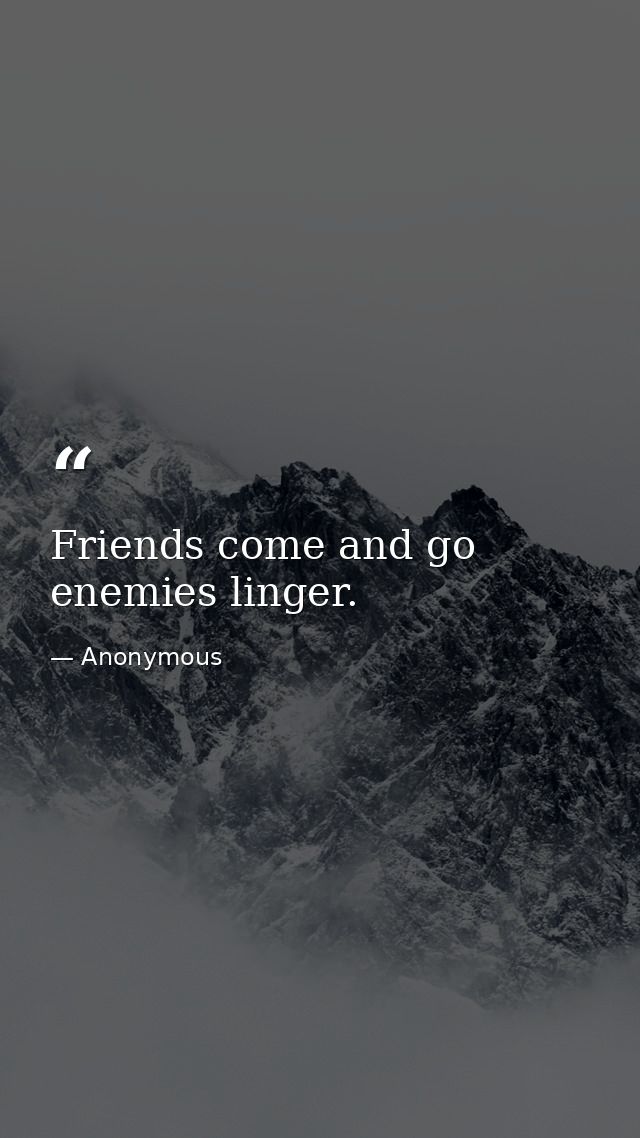Friends come and go  enemies linger. — Anonymous