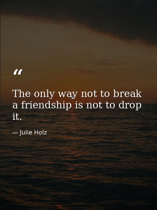 The only way not to break a friendship is not to drop it. — Julie Holz