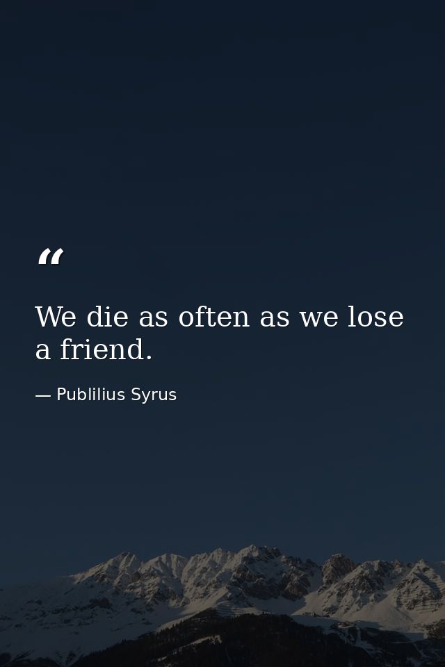 We die as often as we lose a friend. — Publilius Syrus