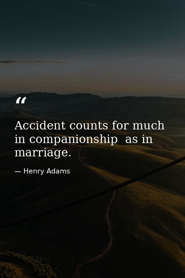 Accident counts for much in companionship  as in marriage. — Henry Adams