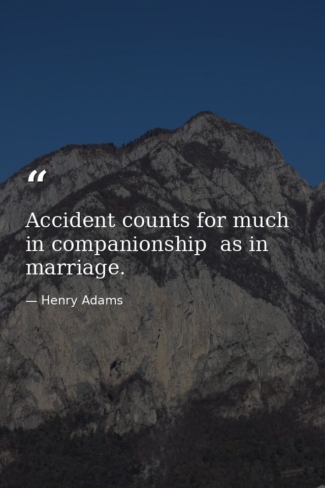 Accident counts for much in companionship  as in marriage. — Henry Adams