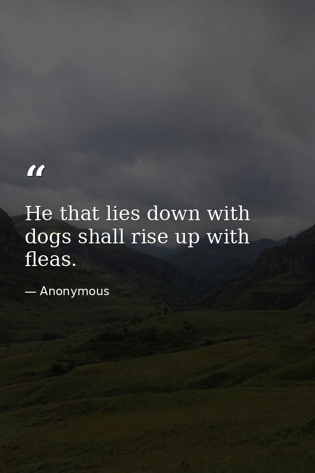 He that lies down with dogs shall rise up with fleas. — Anonymous