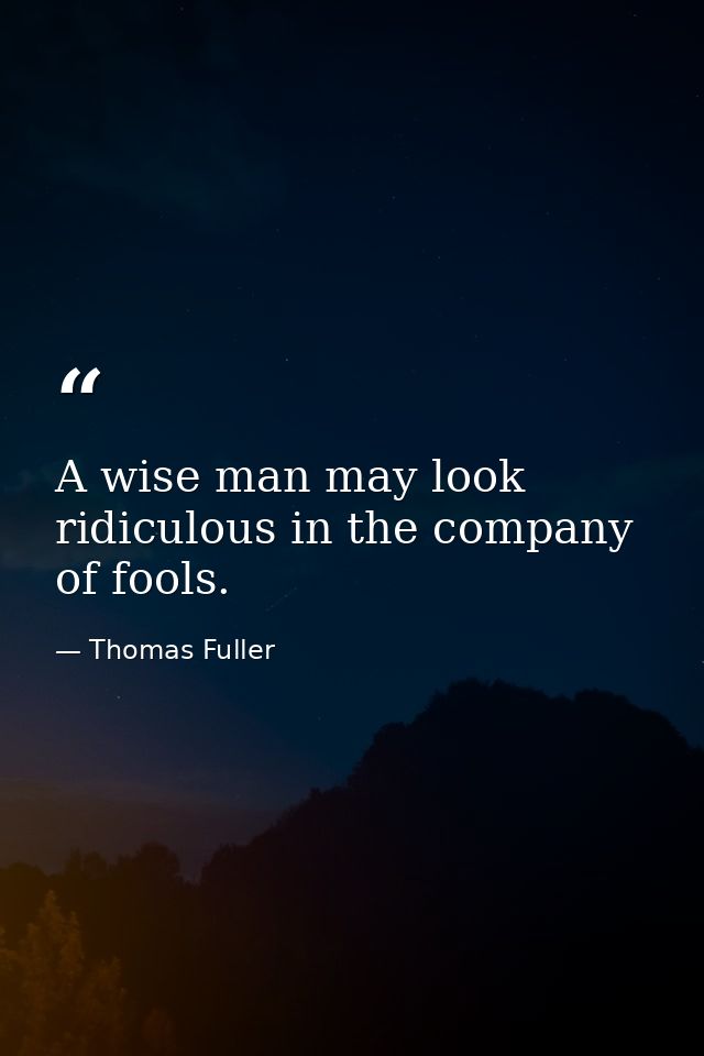 A wise man may look ridiculous in the company of fools. — Thomas Fuller