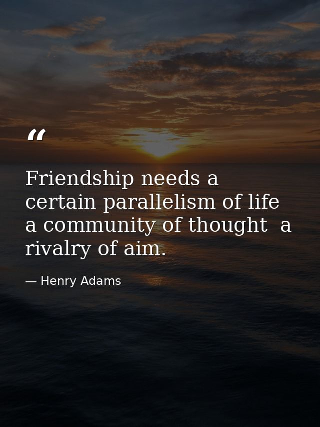 Friendship needs a certain parallelism of life  a community of thought  a rivalry of aim. — Henry Adams