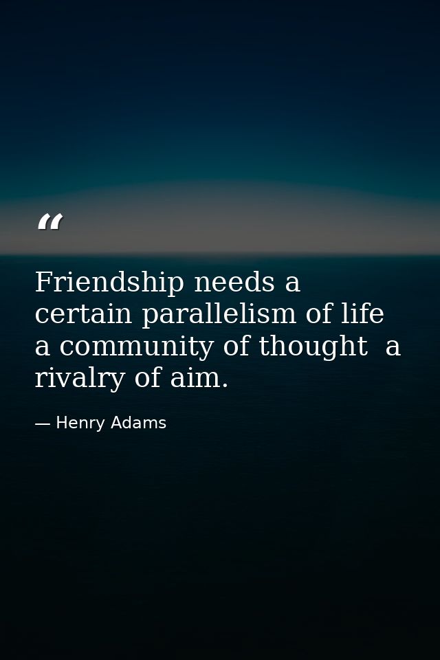 Friendship needs a certain parallelism of life  a community of thought  a rivalry of aim. — Henry Adams