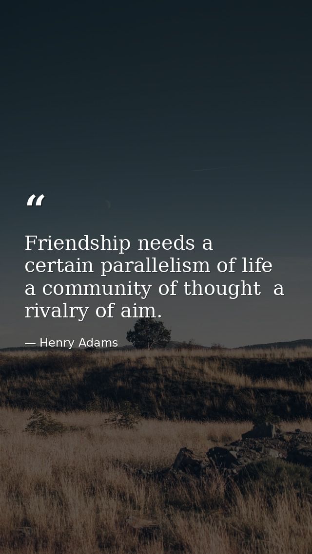Friendship needs a certain parallelism of life  a community of thought  a rivalry of aim. — Henry Adams