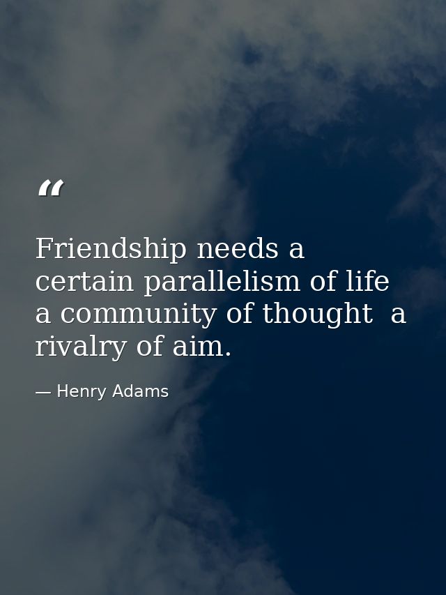 Friendship needs a certain parallelism of life  a community of thought  a rivalry of aim. — Henry Adams