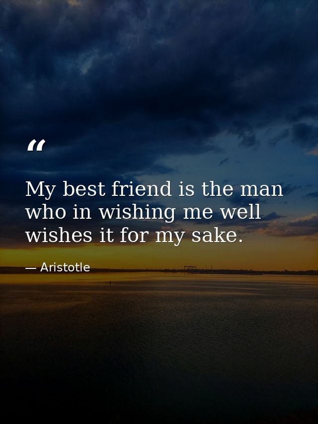 My best friend is the man who in wishing me well wishes it for my sake. — Aristotle