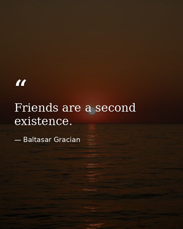 Friends are a second existence. — Baltasar Gracian