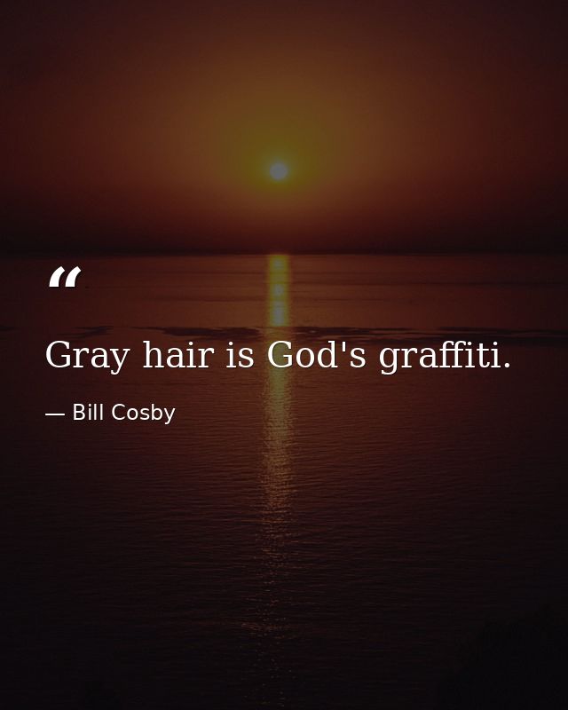 Gray hair is God's graffiti. — Bill Cosby
