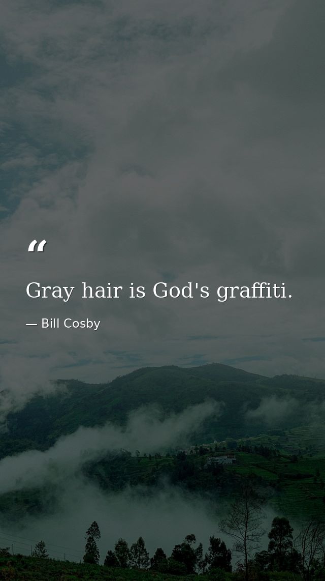 Gray hair is God's graffiti. — Bill Cosby