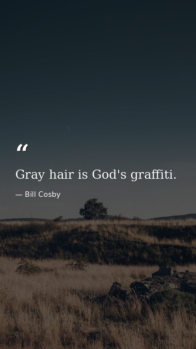 Gray hair is God's graffiti. — Bill Cosby