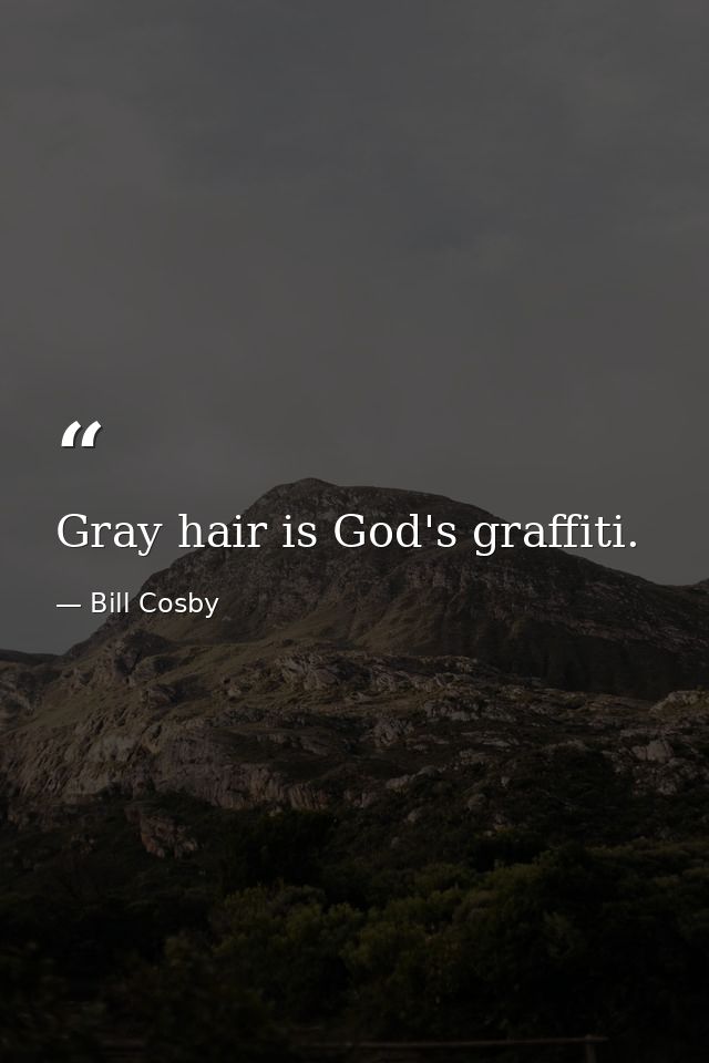 Gray hair is God's graffiti. — Bill Cosby