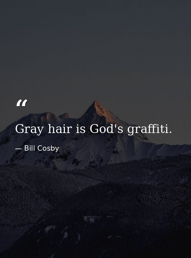 Gray hair is God's graffiti. — Bill Cosby