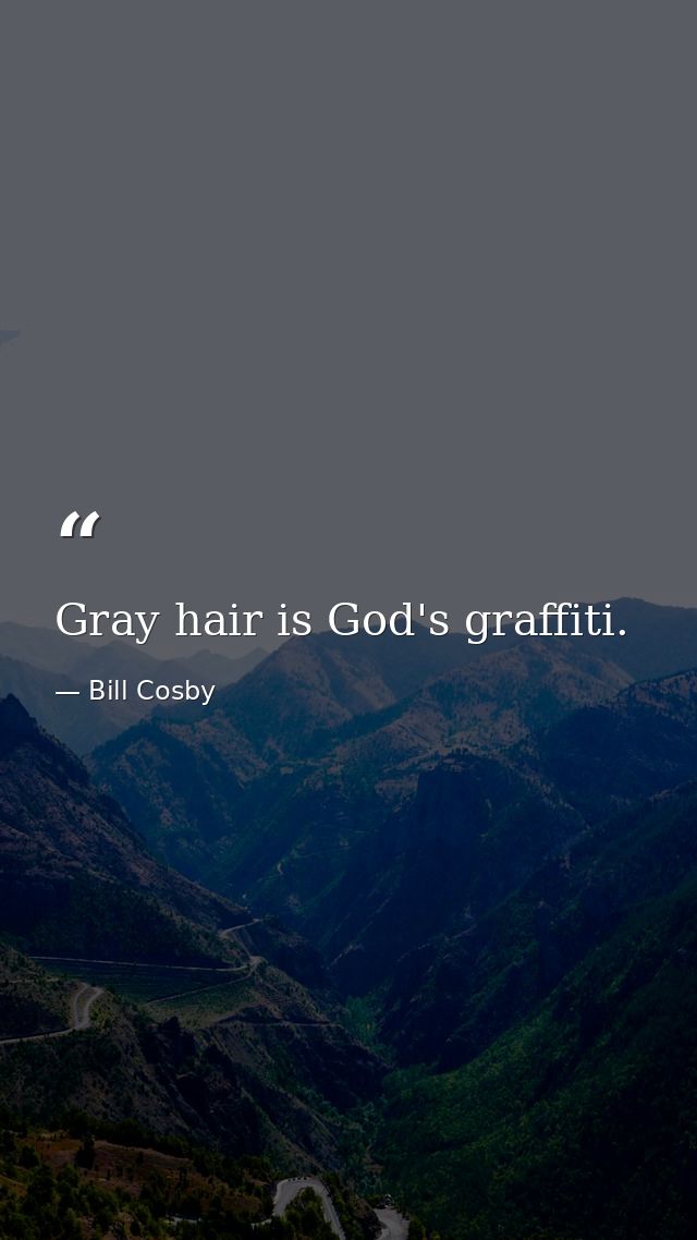 Gray hair is God's graffiti. — Bill Cosby