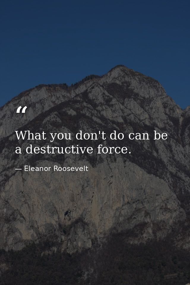 What you don't do can be a destructive force. — Eleanor Roosevelt
