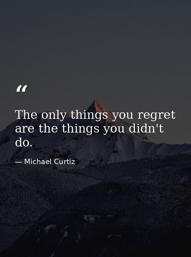 The only things you regret are the things you didn't do. — Michael Curtiz