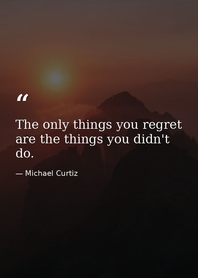 The only things you regret are the things you didn't do. — Michael Curtiz