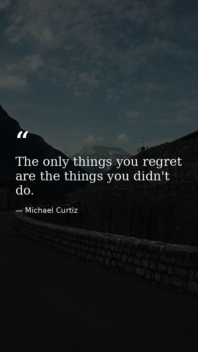 The only things you regret are the things you didn't do. — Michael Curtiz