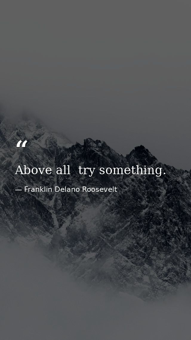 Above all  try something. — Franklin Delano Roosevelt
