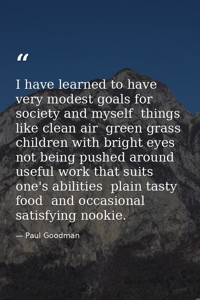 I have learned to have very modest goals for society and myself  things like clean air  green grass  children with brigh — Paul Goodman