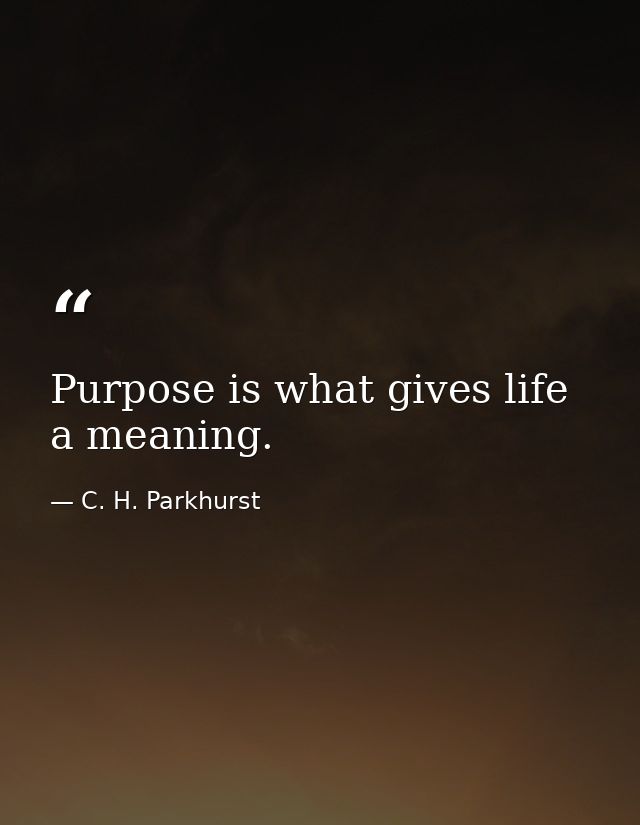 Purpose is what gives life a meaning. — C. H. Parkhurst