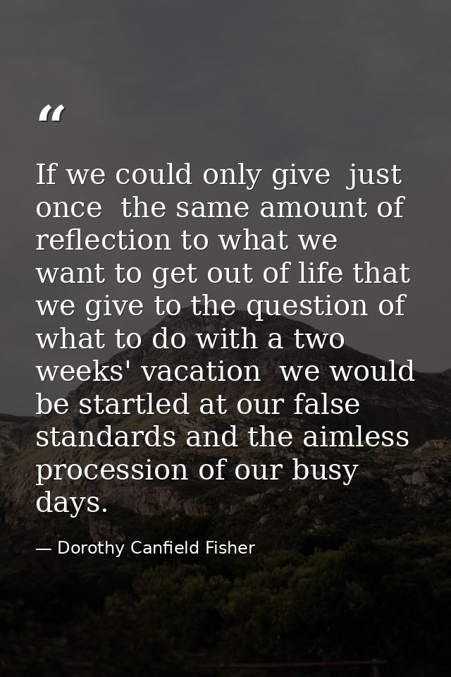 If we could only give  just once  the same amount of reflection to what we want to get out of life that we give to the q — Dorothy Canfield Fisher