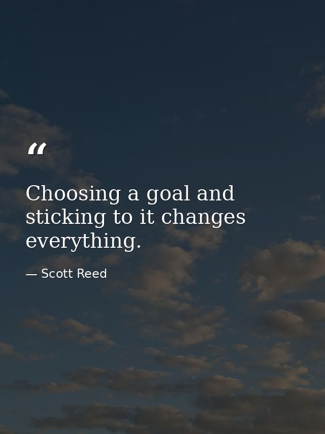 Choosing a goal and sticking to it changes everything. — Scott Reed