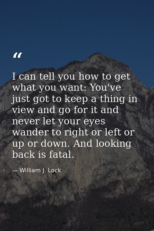I can tell you how to get what you want: You've just got to keep a thing in view and go for it and never let your eyes w — William J. Lock