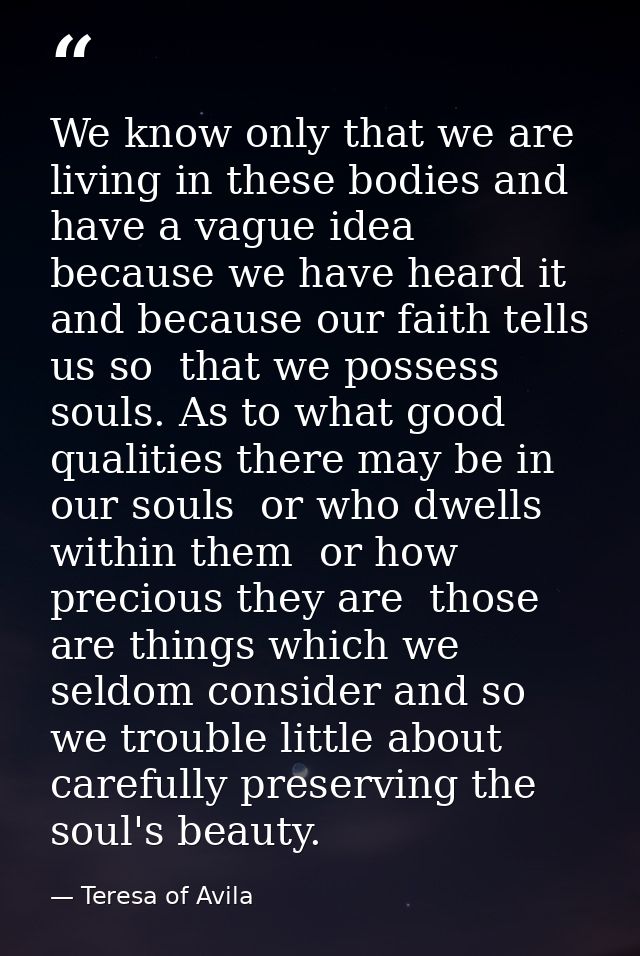 We know only that we are living in these bodies and have a vague idea  because we have heard it  and because our faith t — Teresa of Avila