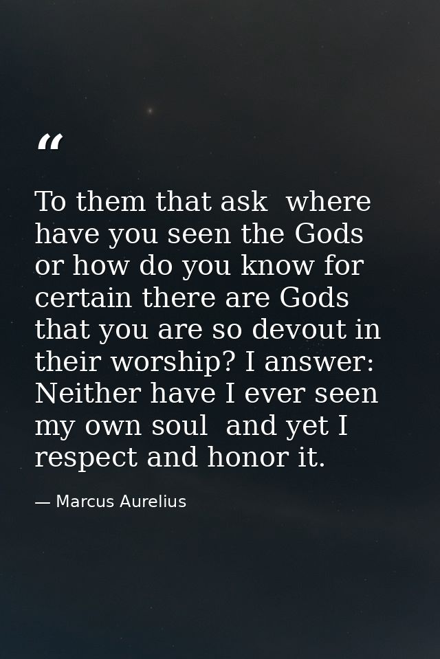 To them that ask  where have you seen the Gods  or how do you know for certain there are Gods  that you are so devout in — Marcus Aurelius