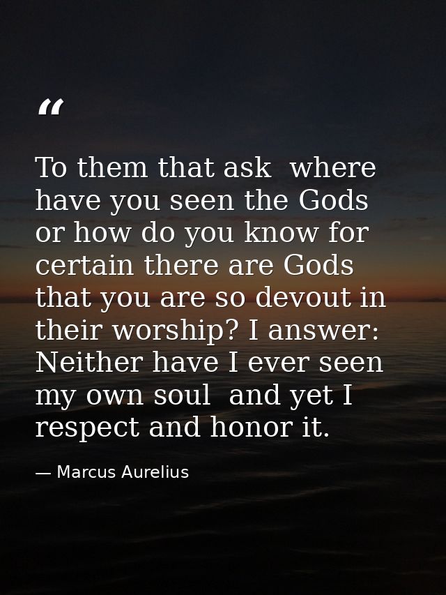 To them that ask  where have you seen the Gods  or how do you know for certain there are Gods  that you are so devout in — Marcus Aurelius