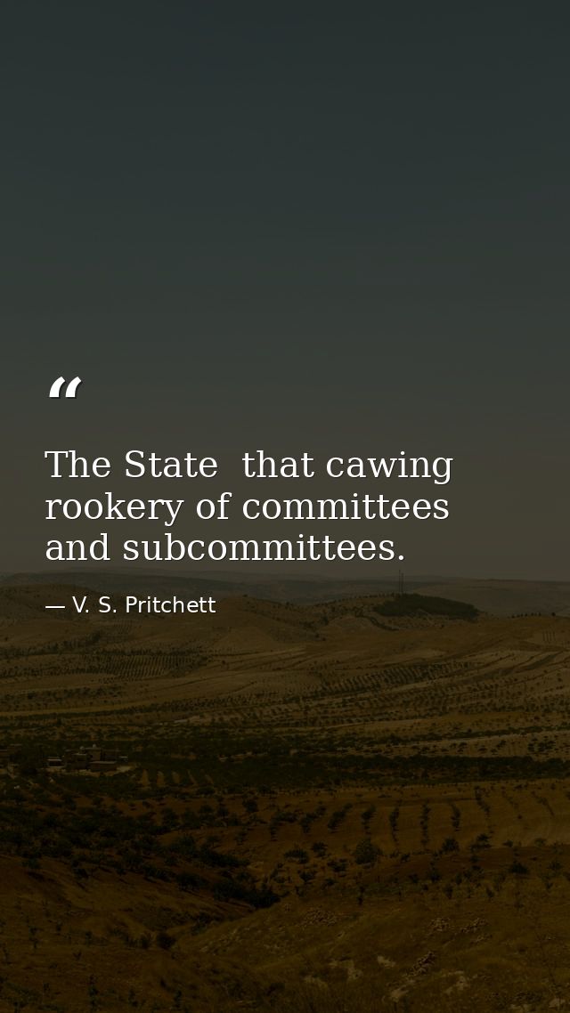 The State  that cawing rookery of committees and subcommittees. — V. S. Pritchett