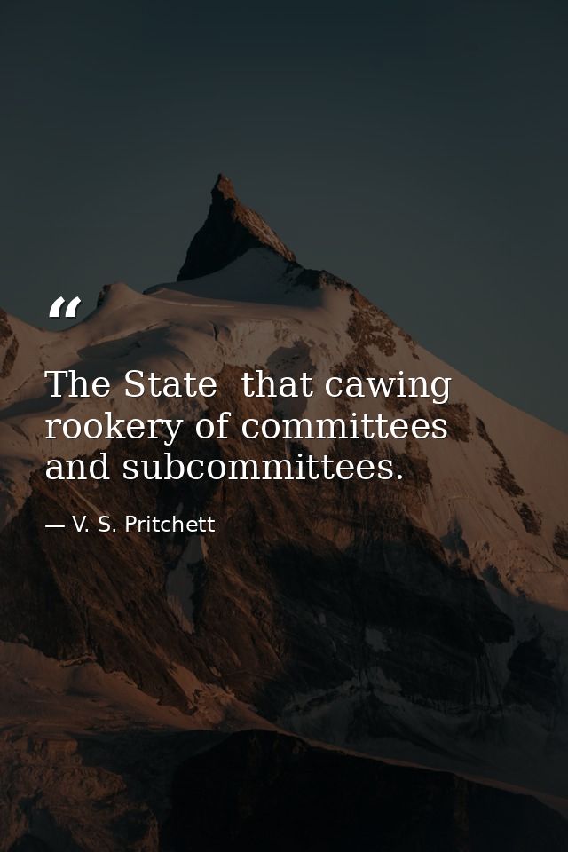 The State  that cawing rookery of committees and subcommittees. — V. S. Pritchett