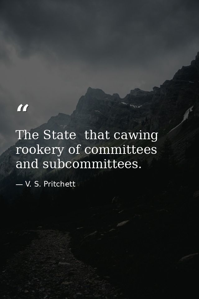 The State  that cawing rookery of committees and subcommittees. — V. S. Pritchett