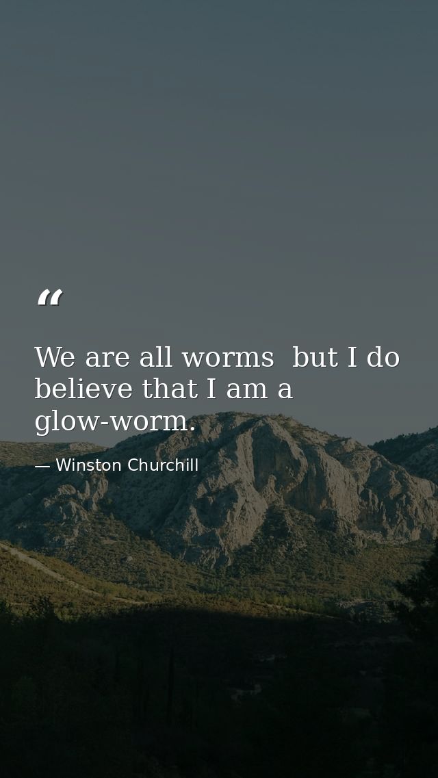 We are all worms  but I do believe that I am a glow-worm. — Winston Churchill