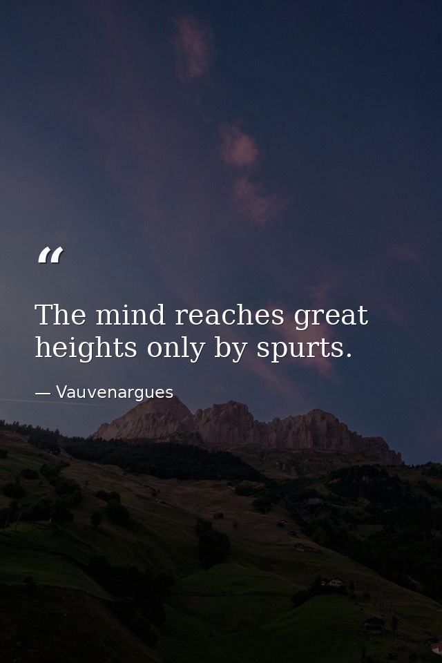 The mind reaches great heights only by spurts. — Vauvenargues