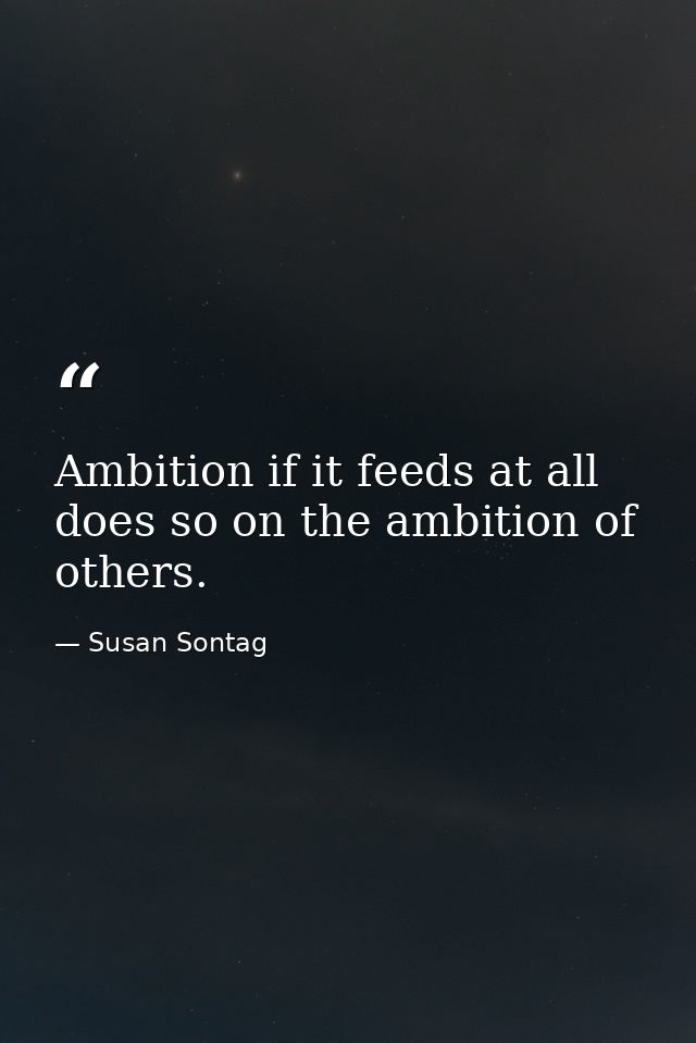 Ambition if it feeds at all  does so on the ambition of others. — Susan Sontag