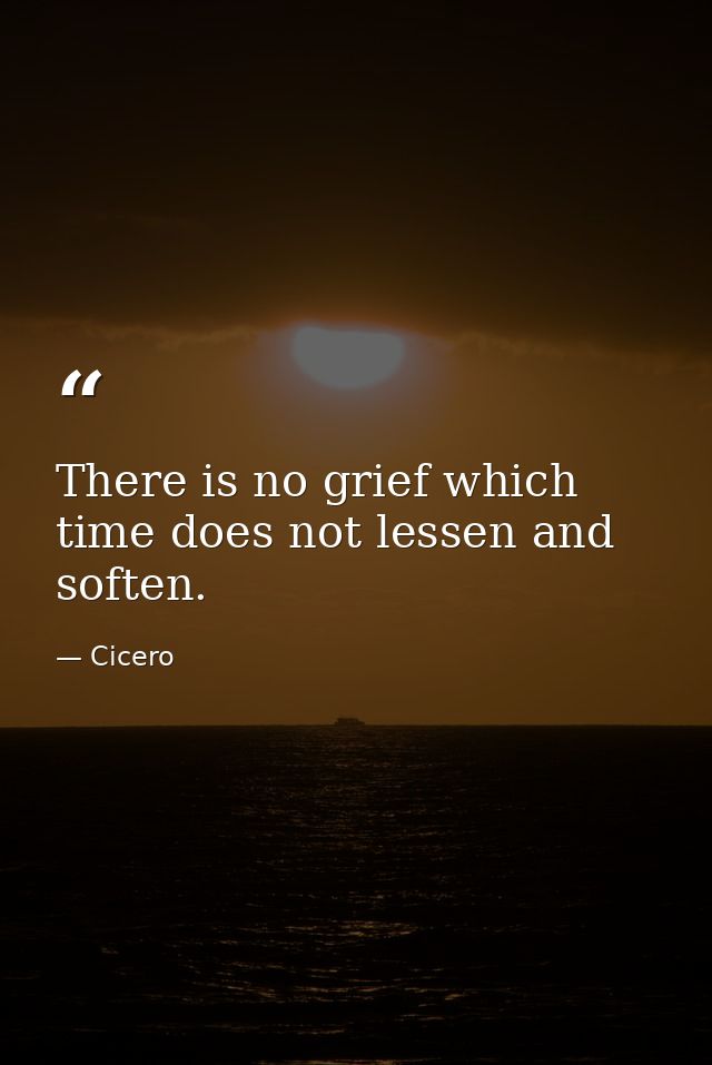 There is no grief which time does not lessen and soften. — Cicero