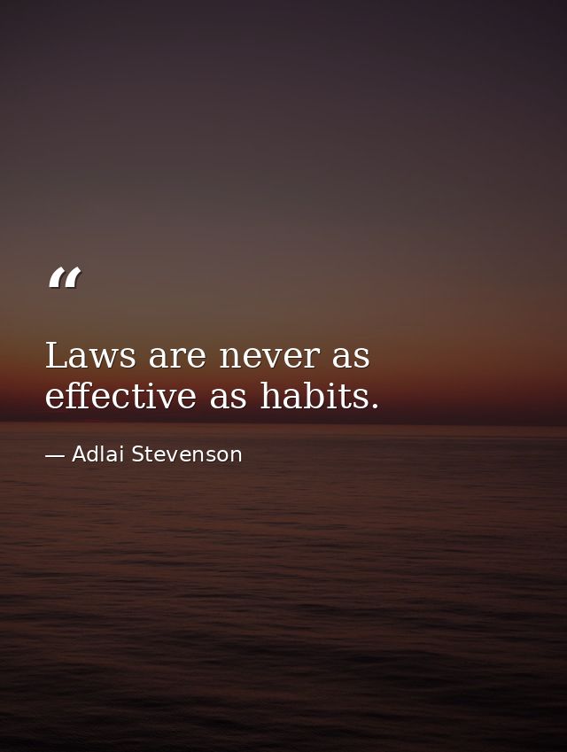 Laws are never as effective as habits. — Adlai Stevenson