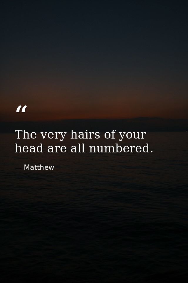 The very hairs of your head are all numbered. — Matthew