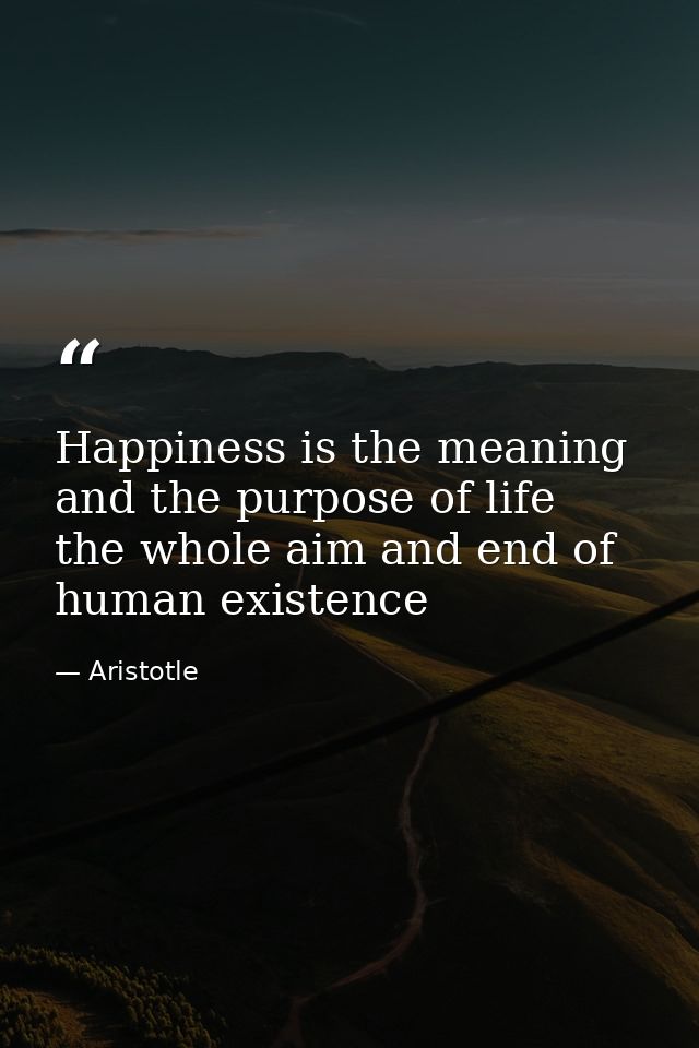 Happiness is the meaning and the purpose of life  the whole aim and end of human existence — Aristotle
