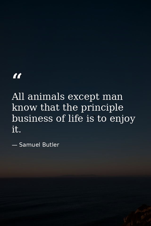 All animals except man know that the principle business of life is to enjoy it. — Samuel Butler