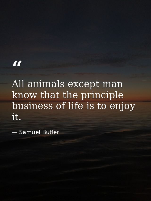 All animals except man know that the principle business of life is to enjoy it. — Samuel Butler