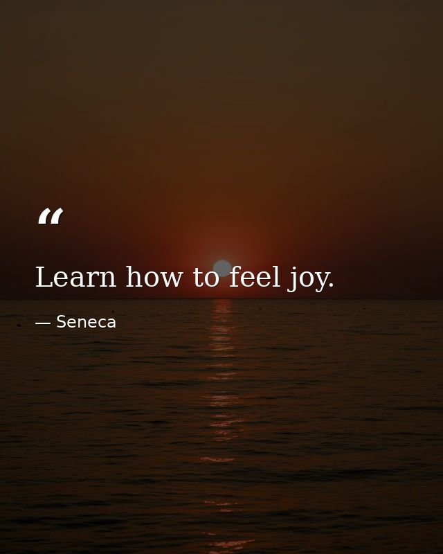 Learn how to feel joy. — Seneca