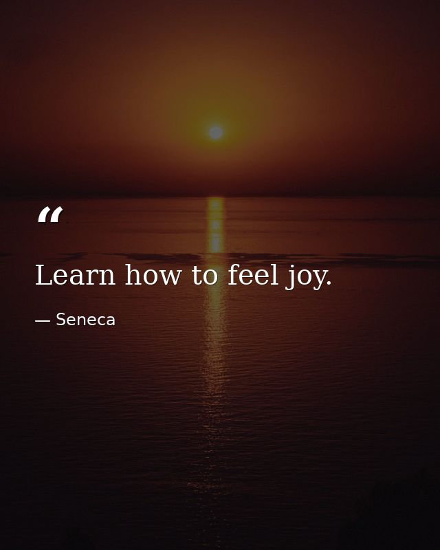 Learn how to feel joy. — Seneca